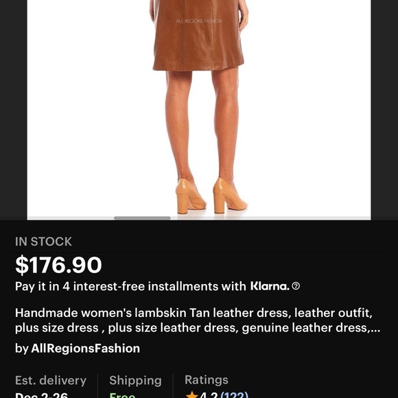 Handmade custom lamb skin dress
worn only once.  Great condition - Picture 2 of 5